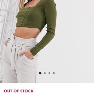 New Loop Square Neck Crop Top Khaki